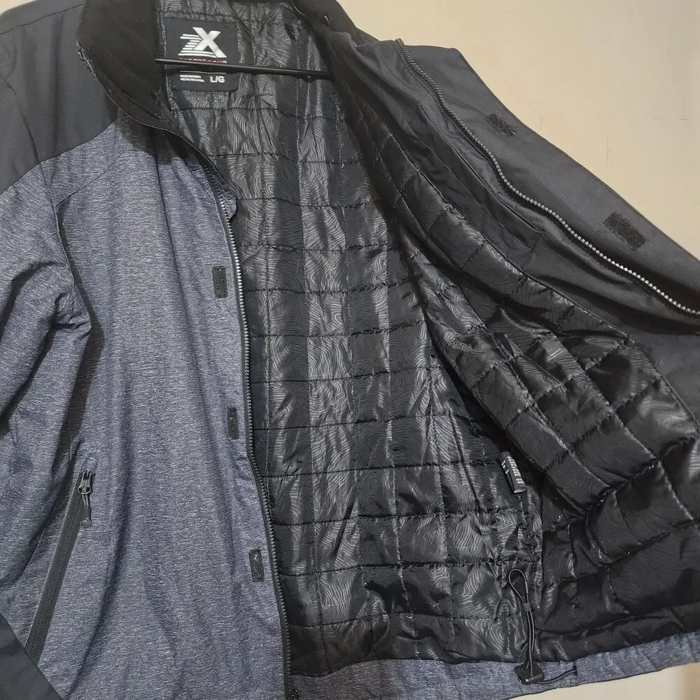 Zero Xposur Mens Large Black Heather Gray Softshell Zip Up Mid Weight Coat